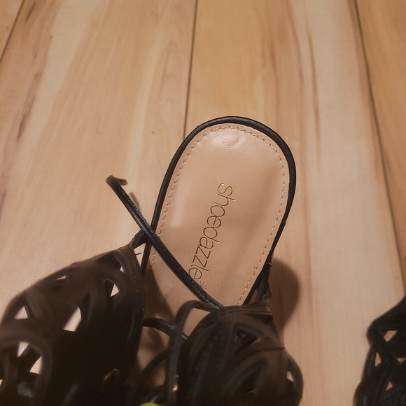 NWOT Black Tia Caged Heeled Sandal High Heels - Picture 10 of 12